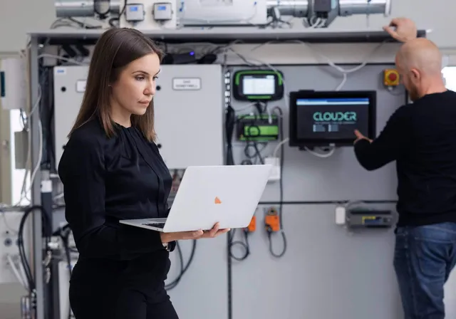 People in hardware laboratory