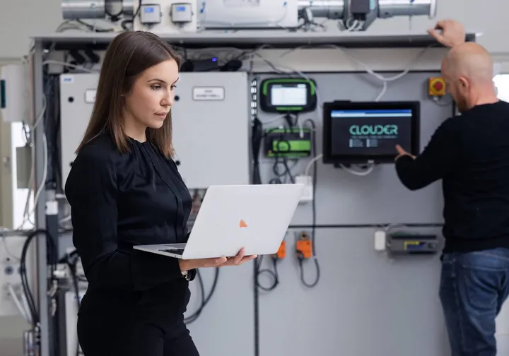 People in hardware laboratory